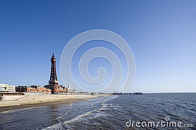 View of Blackpool beachfront Stock Photo