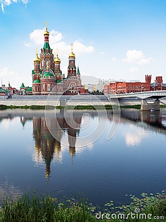 View of Blagoveshchensky Cathedral in Yoshkar-ola Stock Photo