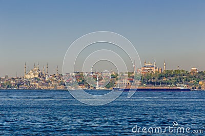 Istanbul, Turkey, April 9, 2013: Blue Mosque and Hagia Sophia. Editorial Stock Photo