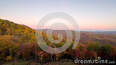 a view of the Blue Ridge Parkway during the autumn fall color changing season Stock Photo