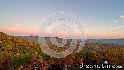 A view of the Blue Ridge Parkway during the autumn fall color changing season Stock Photo