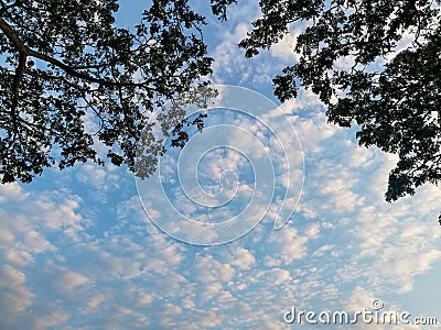 View of blue sky with beautiful crowded cloud, Thailand Stock Photo