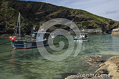 View of boats in Boscastle harbour Stock Photo