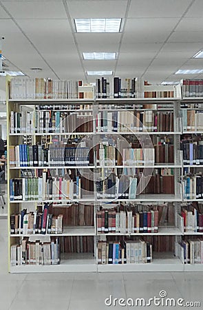 View of book shelves at a library Editorial Stock Photo