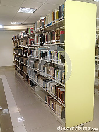 View of book shelves at a library Editorial Stock Photo