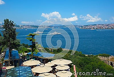 The view of the Bosphorus with the Bosphorus bridge. Istanbul, Editorial Stock Photo