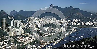 View of Botafogo district and Corcovado hill, Rio de Janeiro, Br Stock Photo