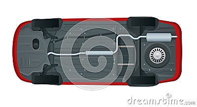 View from the bottom of a modern car. Vector illustration Vector Illustration