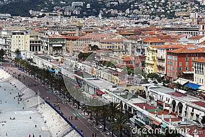 View upon the boulevard and Cours Saleya market, Nice Editorial Stock Photo