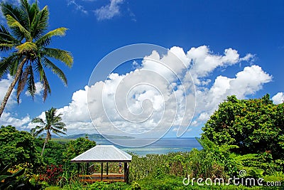 View of Bouma National Heritage Park and Somosomo strait on Taveuni Island, Fiji Stock Photo