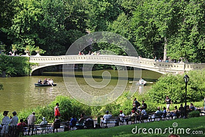 Nice view of Bow Bridge, the most romantic bridge in New York Editorial Stock Photo