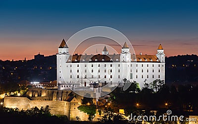 View of the Bratislava lock at night Editorial Stock Photo