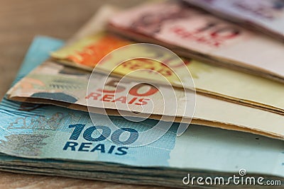 Brazilian money / different nominal Stock Photo