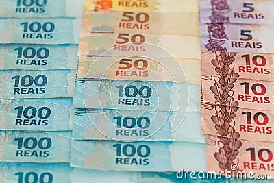 Brazilian money different nominal Stock Photo