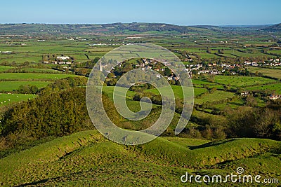 View from Brent Knoll towards Mendip Hills Stock Photo