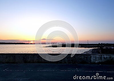 View of the bridge of the island of Oleron Stock Photo