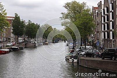 View From The Bridge At The Leidesgracht Canal Seeing The Prinsengracht Canal At Amsterdam The Netherlands 2-9-2022 Editorial Stock Photo