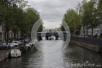 View From The Bridge At The Leidesgracht Canal Seeing The Prinsengracht Canal At Amsterdam The Netherlands 2-9-2022 Editorial Stock Photo