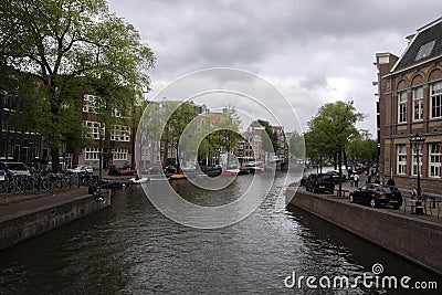 View From The Bridge At The Leidesgracht Canal Seeing The Prinsengracht Canal At Amsterdam The Netherlands 2-9-2022 Editorial Stock Photo