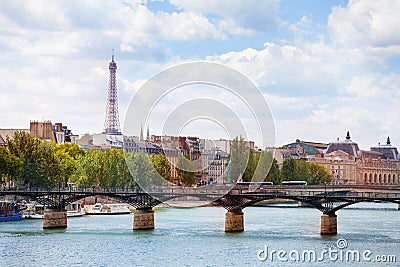 View on the bridge Pont des Arts in Paris downtown Stock Photo