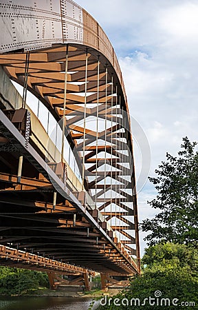 View of bridge and river. The Thaddeus Kosciusko Bridge in Albany NY. Stock Photo