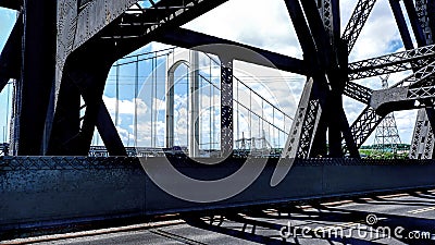 View of a bridge structure from the inside of another bridge Stock Photo