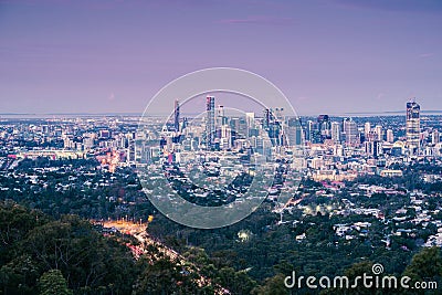 View of Brisbane City from Mount Coot-thaâ€¨ Stock Photo