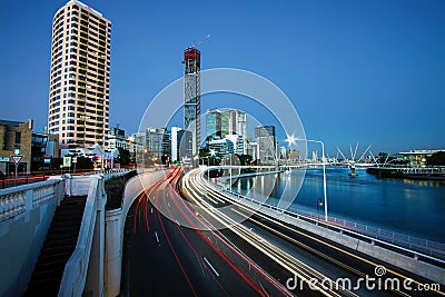 View of Brisbane City from the William Jolly Bridge Editorial Stock Photo