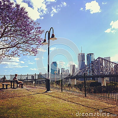 View of Brisbane and Story Bridge from Willson's lookout Editorial Stock Photo