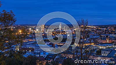 View of Brno from Spilberk Castle at night Editorial Stock Photo
