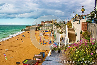 View of Broadstairs sandy beach Viking Bay Kent UK Editorial Stock Photo