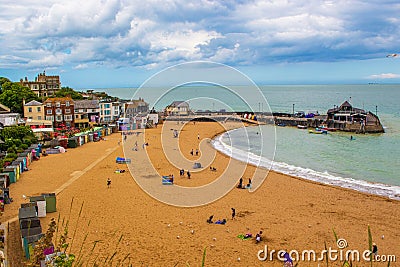 View of Broadstairs sandy beach Viking Bay Kent UK Editorial Stock Photo