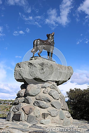 Bronze Collie sheepdog statue by Innes Elliott, NZ Editorial Stock Photo