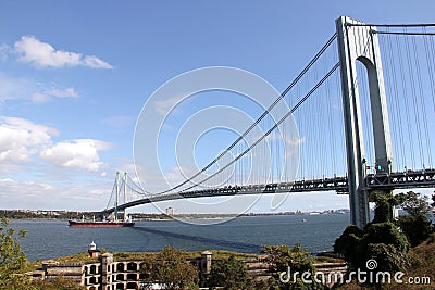 View on Brooklyn across the Narrows at Fort Wadsworth Editorial Stock Photo