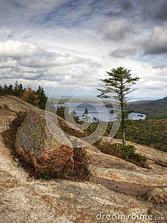 View from Bubble Rock in Acadia, Maine Stock Photo