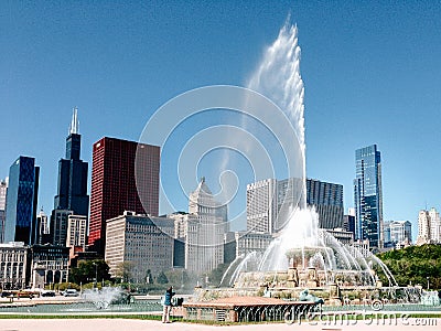 Buckingham Fountain Grant Park Chicago Editorial Stock Photo