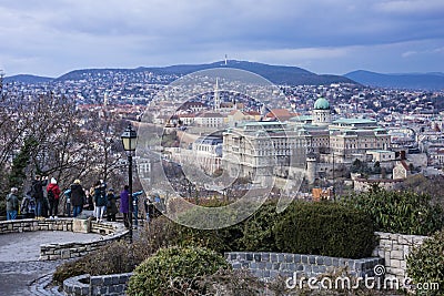 View of the Buda Castle Royal Palace and surrounding areas in Budapest, Hungary Editorial Stock Photo