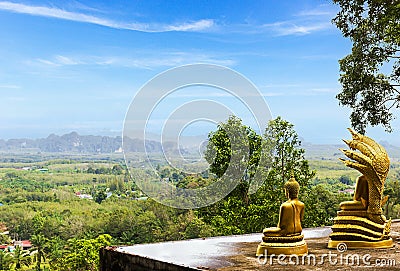 View of Buddha statue on Guan Yin Bodhisattva Mountain in Krabi Stock Photo