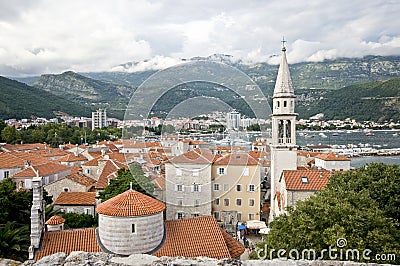 The view of Budva town from the old citadel Editorial Stock Photo