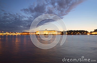 View of the building of the Academy of Arts. White night in Saint-Petersburg Stock Photo