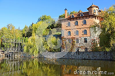 View of building in autumn park, Buki or Buky, Ukraine Editorial Stock Photo