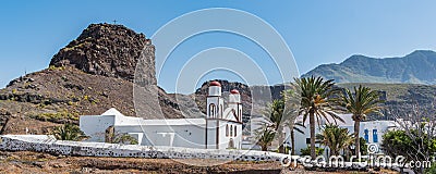 View of the building of the church Ermita Nuestra Sra. De las Nieves, Puerto las Nieves, Las Palmas, Spain. Copy space for text Stock Photo