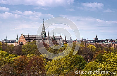 View of the building of the Northern Museum or the Nordiska Museum, located on the island Djurgarden in Stockholm Stock Photo