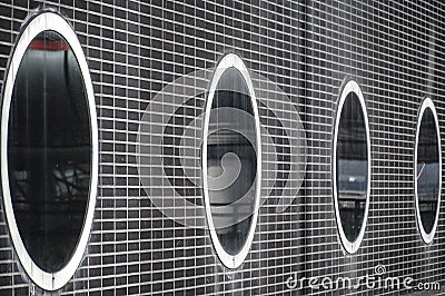 View of a building with oval windows Stock Photo