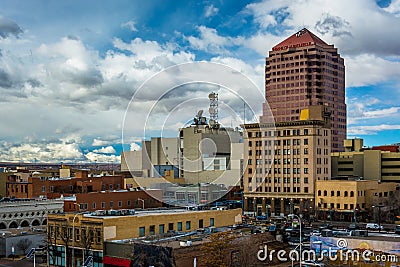 View of buildings in downtown Albuquerque, New Mexico. Editorial Stock Photo