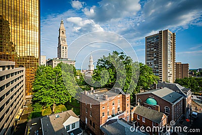 View of buildings in downtown Hartford, Connecticut. Stock Photo