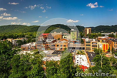 View of buildings from a parking garage in Asheville, North Carolina. Editorial Stock Photo