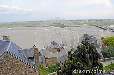 Buidings and roofs in Mont Saint Michele in France, Normandy Stock Photo