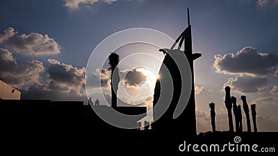 The view of the Burj Al Arab silhouette Editorial Stock Photo