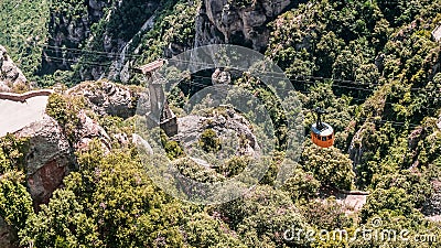 A View of the Cable Car at Montserrat, Spain. Stock Photo